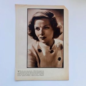 Vintage Katharine Hepburn/James Cagney 1930s Magazine Clipping